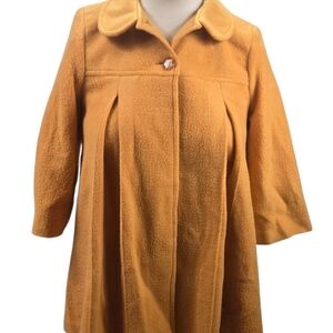 Kids Mirian Mustard Yellow 70s style coat with 2 front pockets and button closur